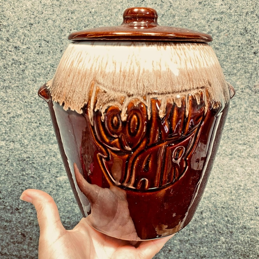 Vintage McCoy Pottery Brown Drip Glaze Cookie Jar With Lid 7024 USA